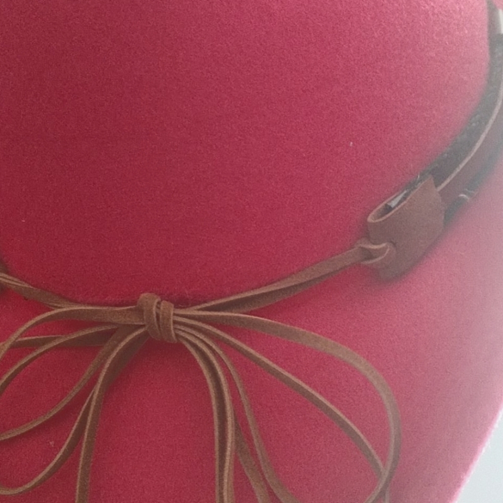 New Pink Unisex Western Cowboy Outback Boho Hat with Steer Head Tie Band - Picture 11 of 13